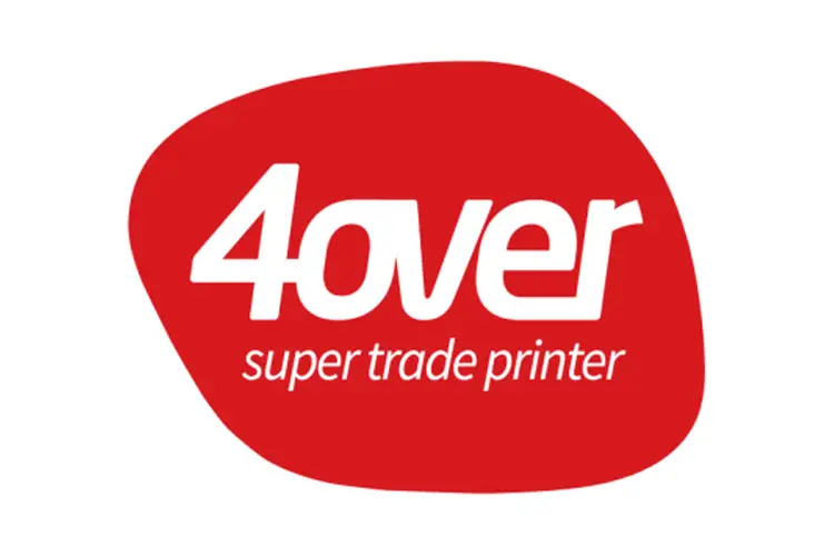 4Over logo in red promoting super trade printing