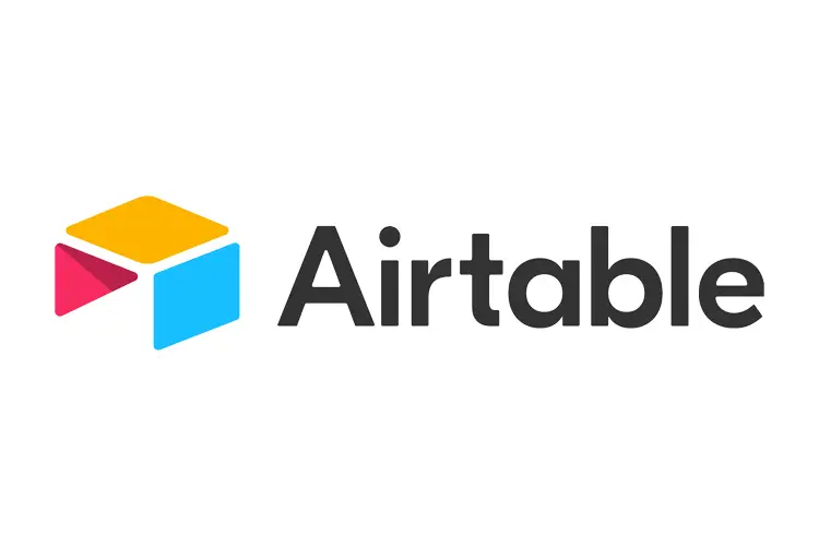 Airtable logo with colorful block icon and clean font