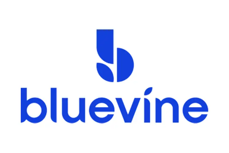 Bluevine logo with bold blue text and abstract “b” icon, representing online banking and financial tools for small business owners and creative entrepreneurs.