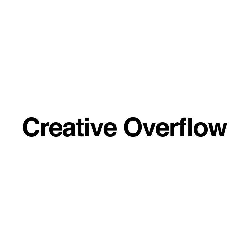 Simple black sentence-case words “Creative Overflow” centered on a white background.