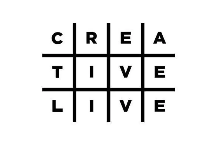 CreativeLive logo with black grid and stacked typography, representing online creative education and professional development for designers and entrepreneurs.