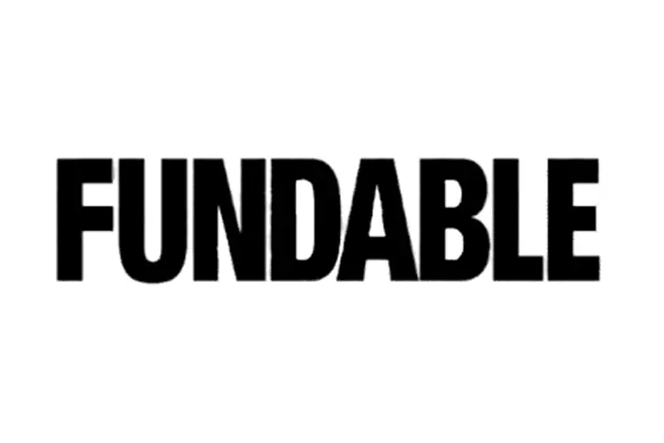 “Fundable logo—solid black uppercase word‑mark emphasizing equity and rewards crowdfunding for design‑driven businesses.”