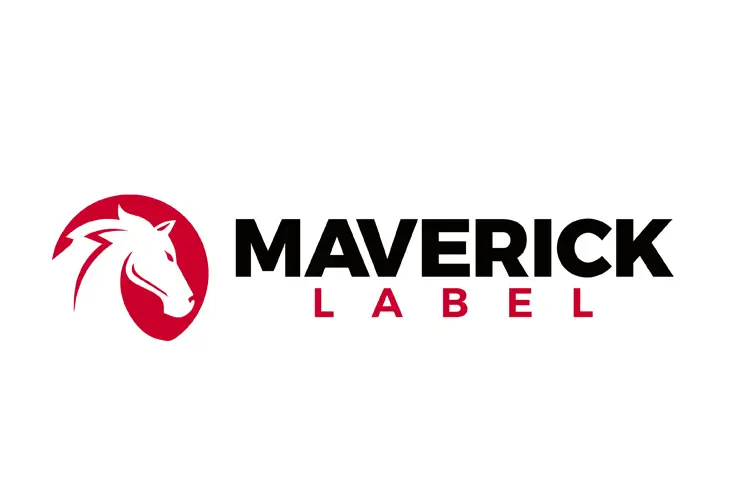 Maverick Label logo with red horse icon and bold text