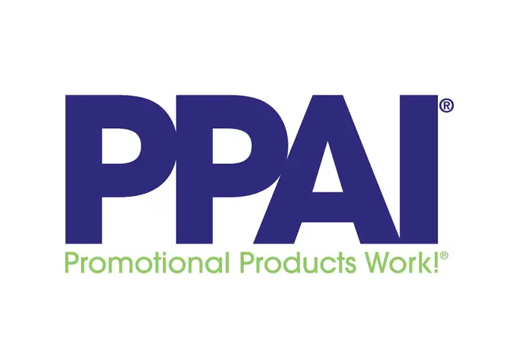 Bold navy-blue “PPAI” initials above green slogan “Promotional Products Work!”®