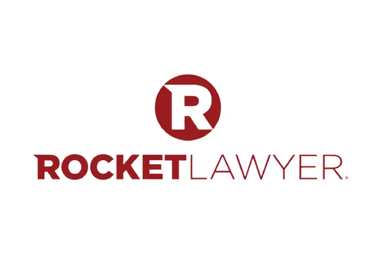 Rocket Lawyer logo in red with circle R icon