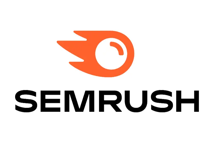 SEMrush logo with bold black text and orange comet icon, representing digital marketing and SEO tools for design entrepreneurs.