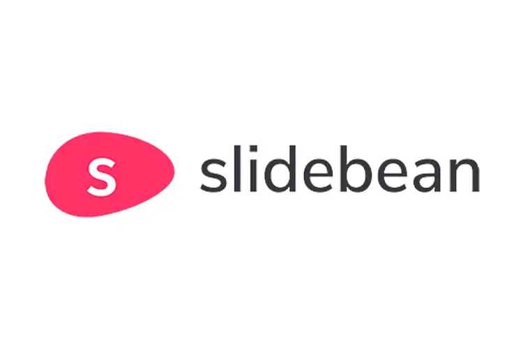 Slidebean logo with red bean-shaped icon and minimalist text