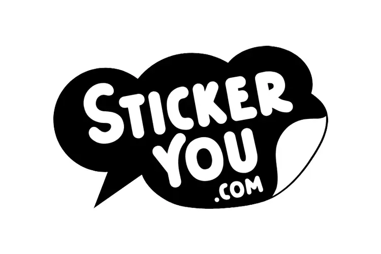 StickerYou.com black and white logo in speech bubble design