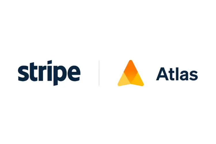 “Stripe Atlas logo – dark‑navy ‘stripe’ word‑mark, thin divider, and orange‑gold triangular icon with ‘Atlas’ text.”