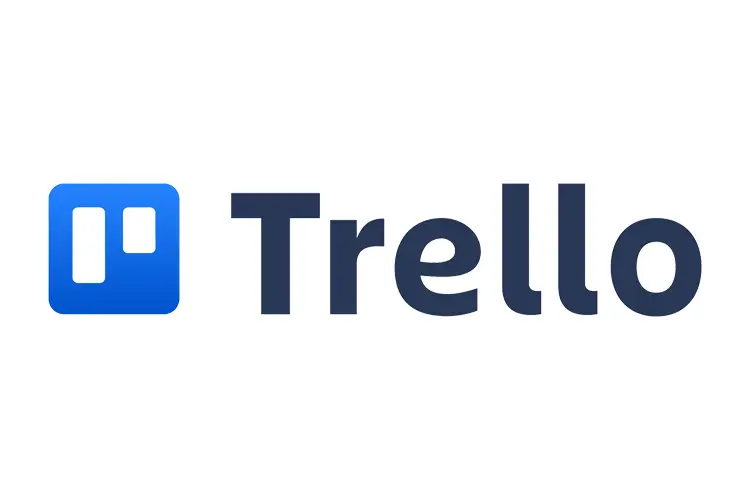 Trello logo with blue square and bold text, representing project management and productivity tools for creative teams and entrepreneurs.