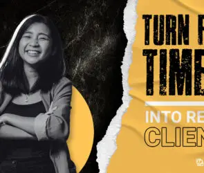 Design businesswoman, portraying client relationship-building for design businesses.