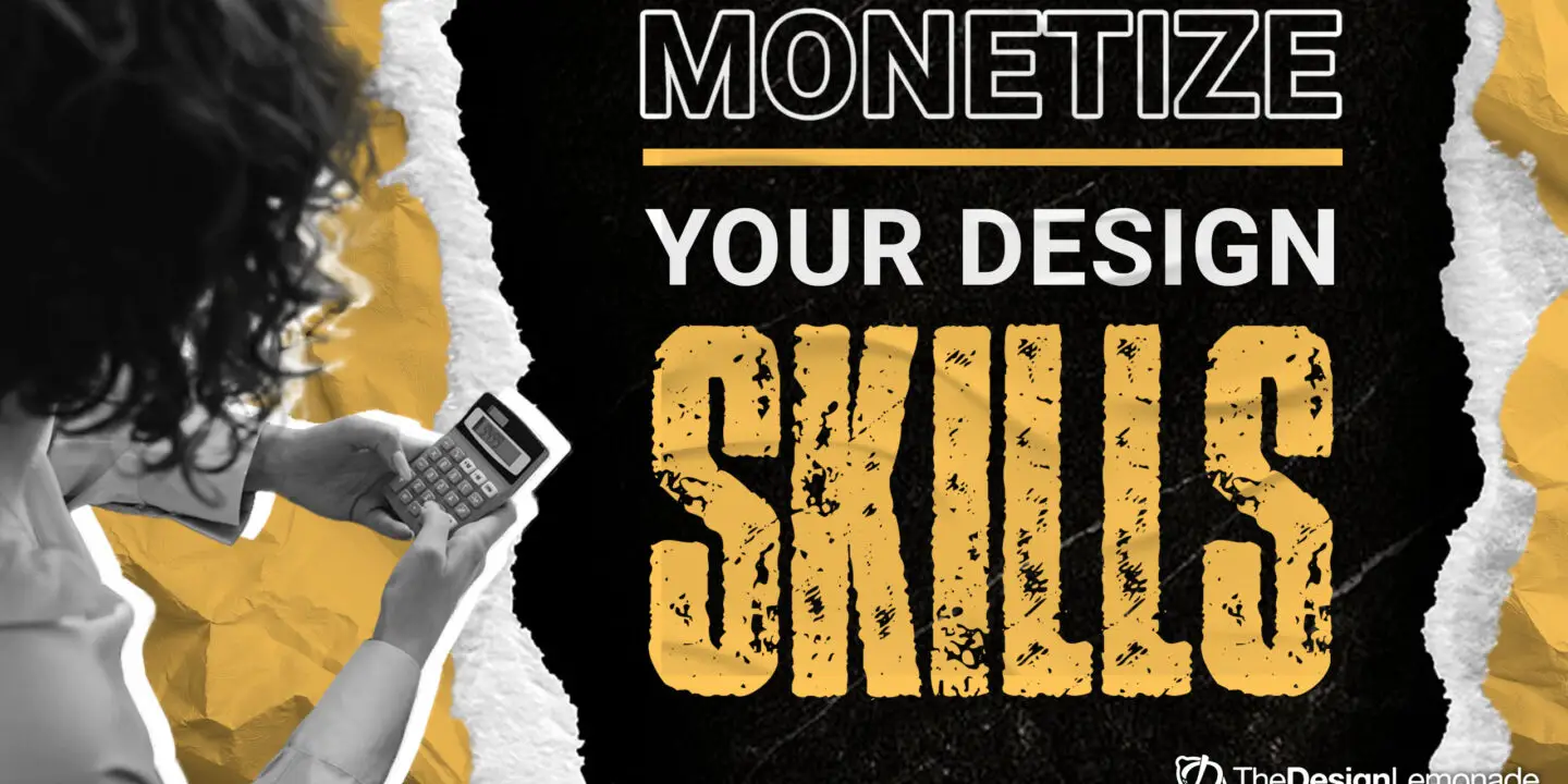 A design woman holding a calculator, representing reflection on turning creative skills into a business.