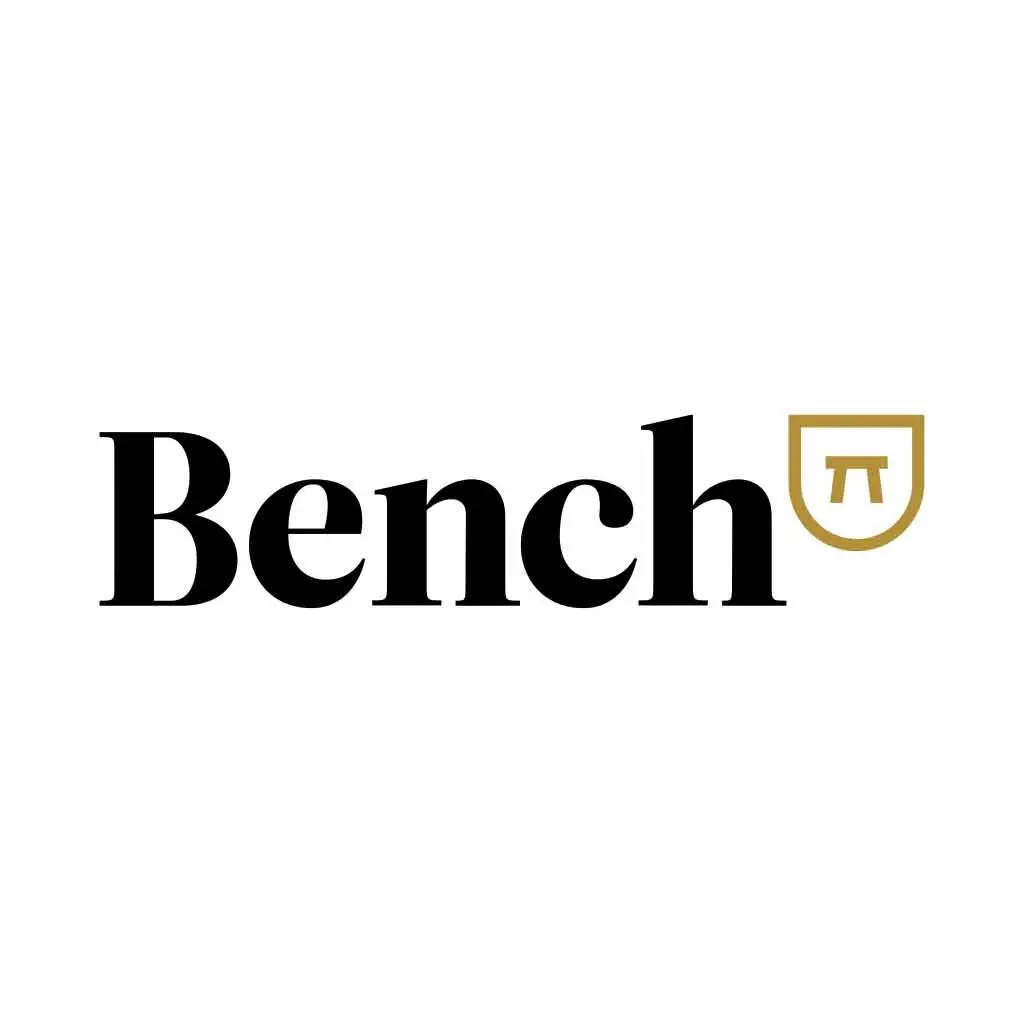 Bench logo in dark serif font, representing modern design, bookkeeping, and entrepreneur-focused solutions.
