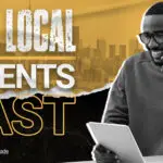 Professional design entrepreneur man on phone with a client, representing local client acquisition for design businesses.