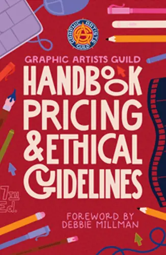 Red illustrated cover with tools framing pastel panels reading “Handbook Pricing & Ethical Guidelines,” 17th-edition badge.