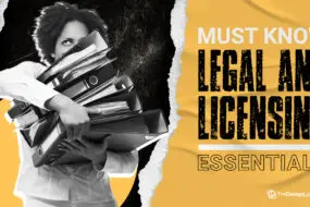 Design entrepreneur carrying a stack of legal documents and business licenses paperwork.