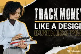 Female design entrepreneur reviewing income and expense records on a digital tablet, representing smart financial tracking for design business success.